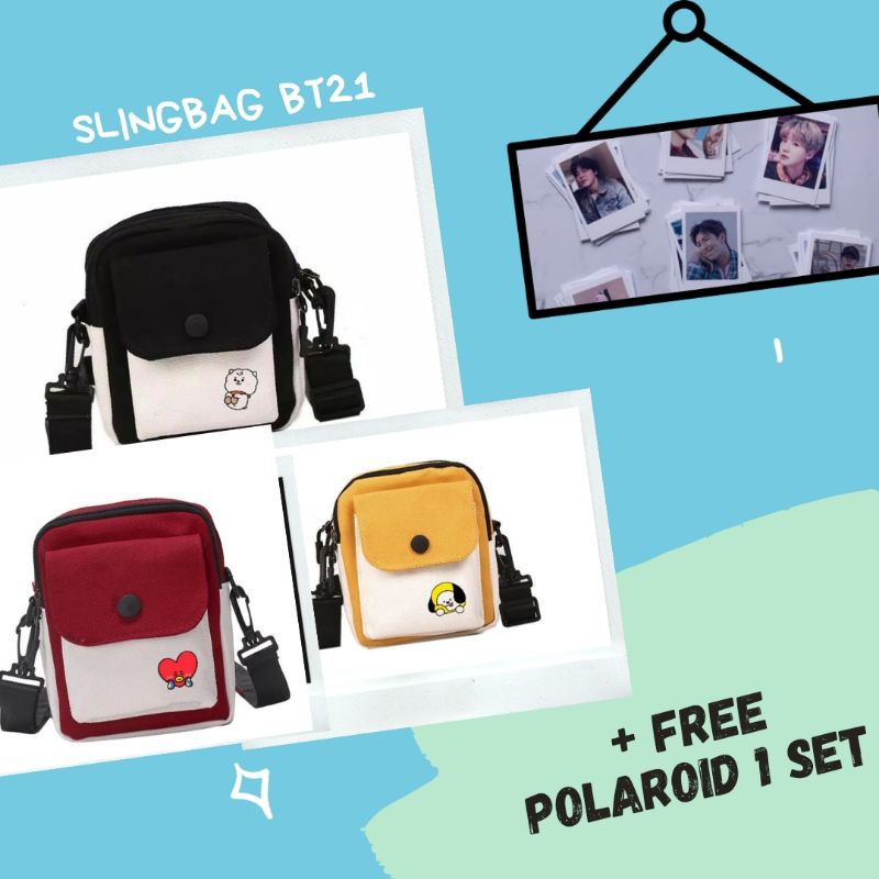 BTS/BT21 Tas Slempang wanita kanvas/Polaroid BTS/tas murah