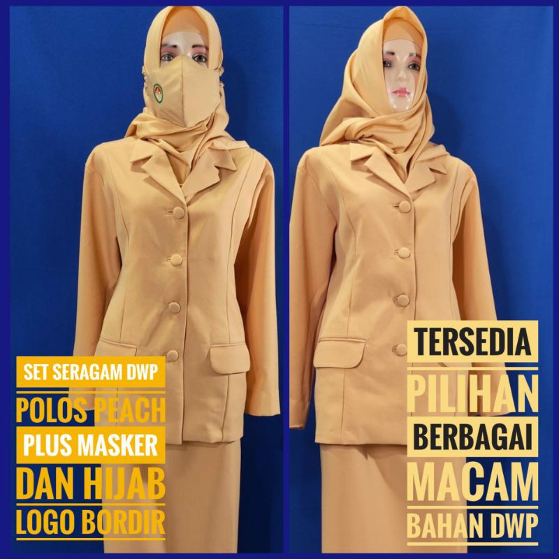 Set seragam DWP plus hijab free masker bordir