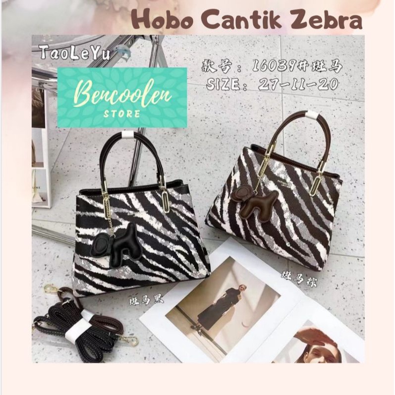 Tas Selempang/Shoulder/Hand Bag Wanita Import TLY 16039 Hobo Cantik Zebra Gantungan Guk2