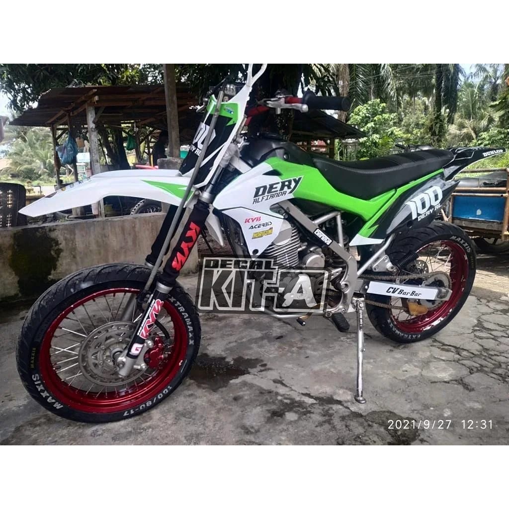 Decal Sticker Kawasaki Klx 150 Dekal klx 150 bf striping bf se extreme Hijau putih full Body