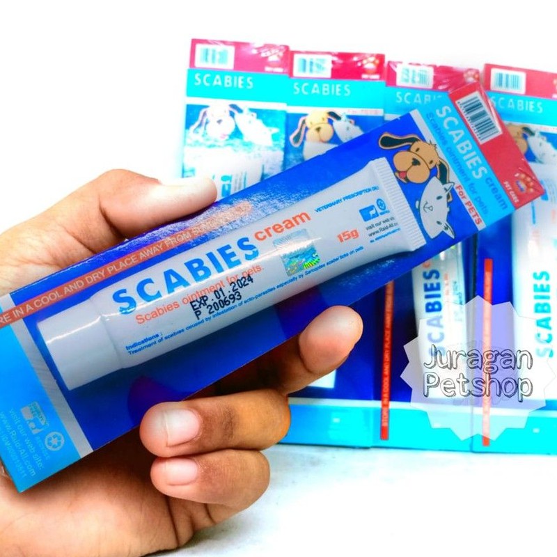 SCABIES CREAM Kucing Termurah|Obat Kulit Hewan| Salep Jamur/Salep Cream 15gr. |Scabies Raid All