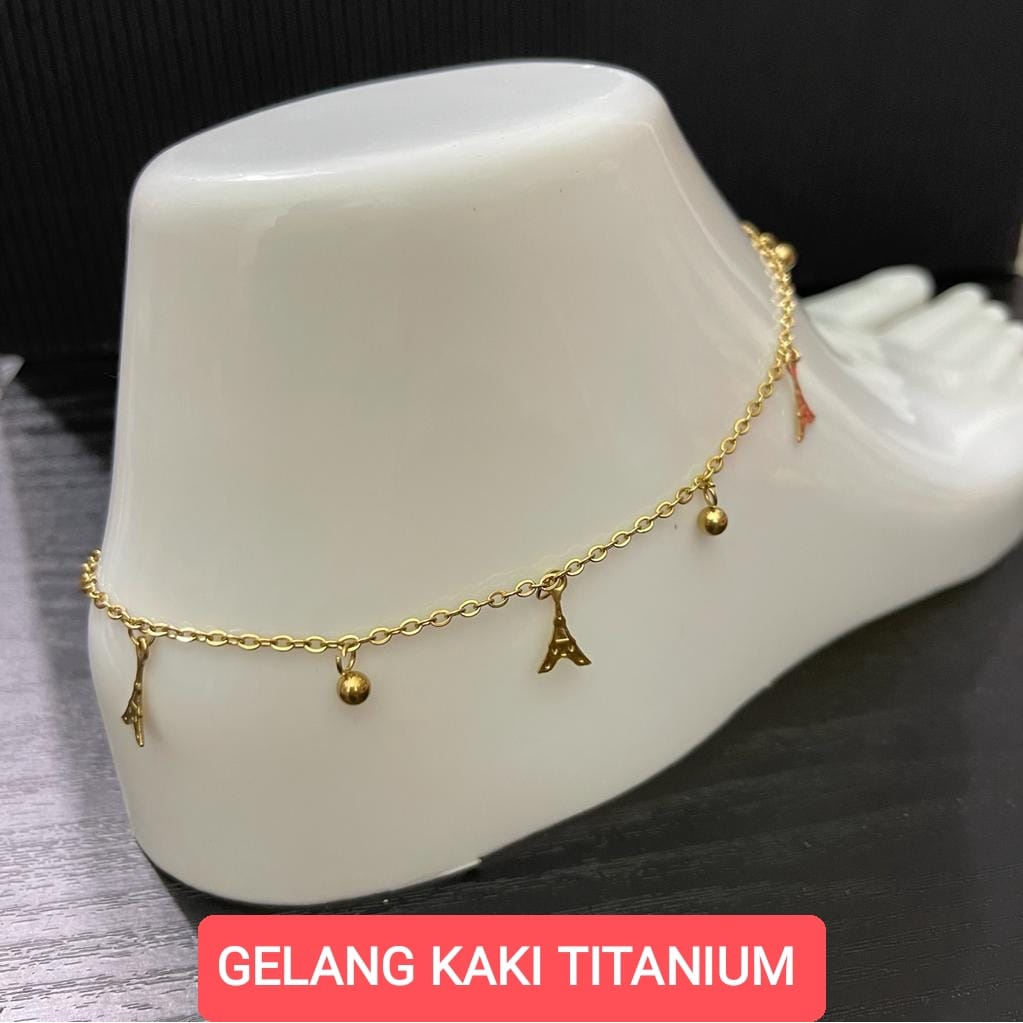 GELANG KAKI TITANIUM WANITA SILVER/EMAS TERLARIS DAN TERMURAH