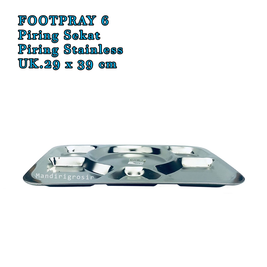 FOOTPRAY 6 * Piring Sekat * Piring Stainless * UK.29 x 39 cm