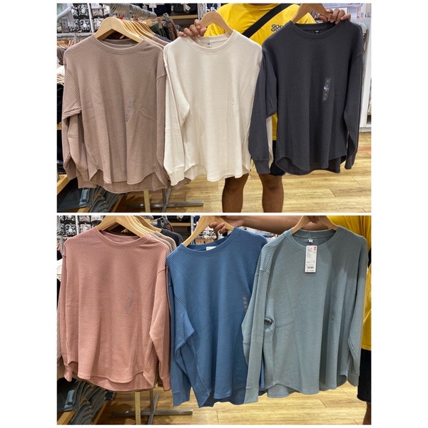 Tshirt waffle UNIQLO lengan panjang