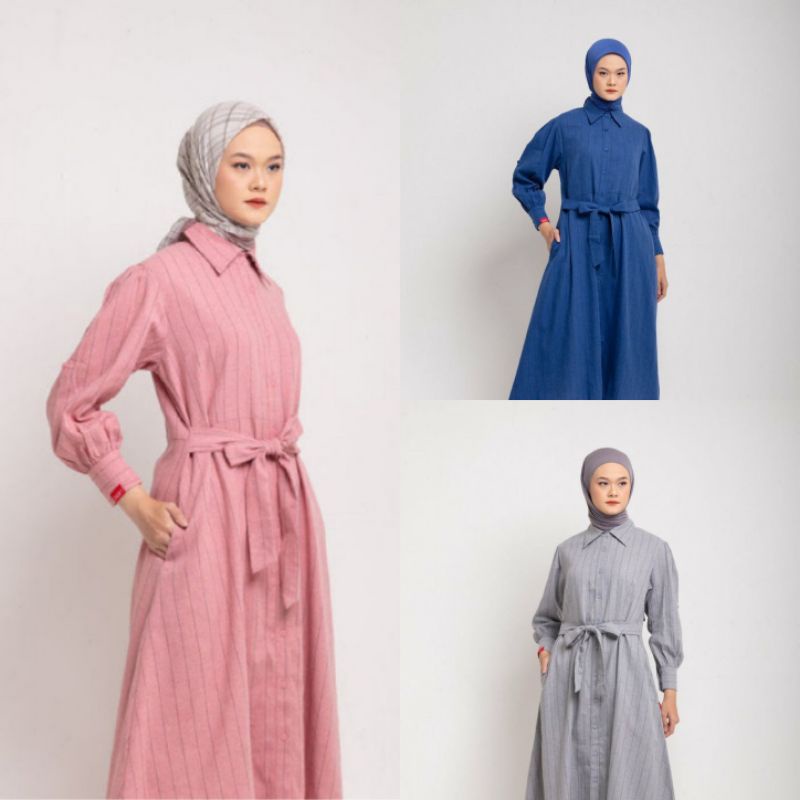 DAUKY - M DRESS KATUN STRIPE / MIDI DRESS CANTIK