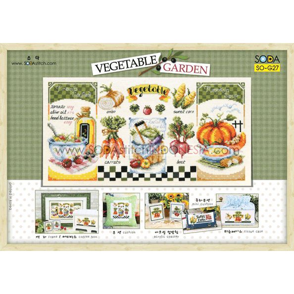 Paket DIY Craft Sulam Kristik Strimin Cross Stitch Sodastitch SO-G27 Vegetable Garden Sayur