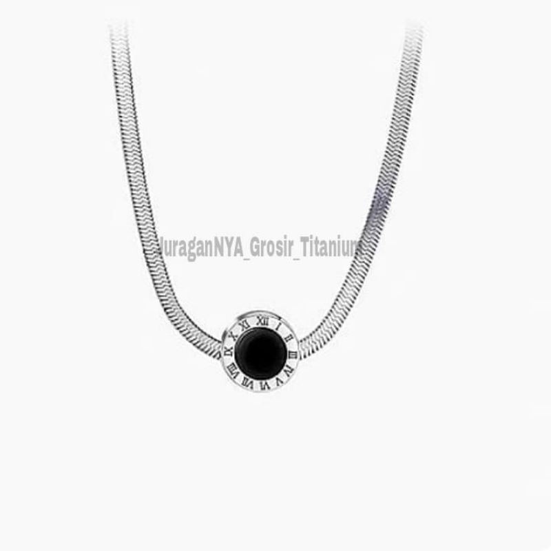 Kalung Wanita TITANIUM Trendy Model Brand Pipih Gold Elegan Mewah Anti Karat Tidak Luntur