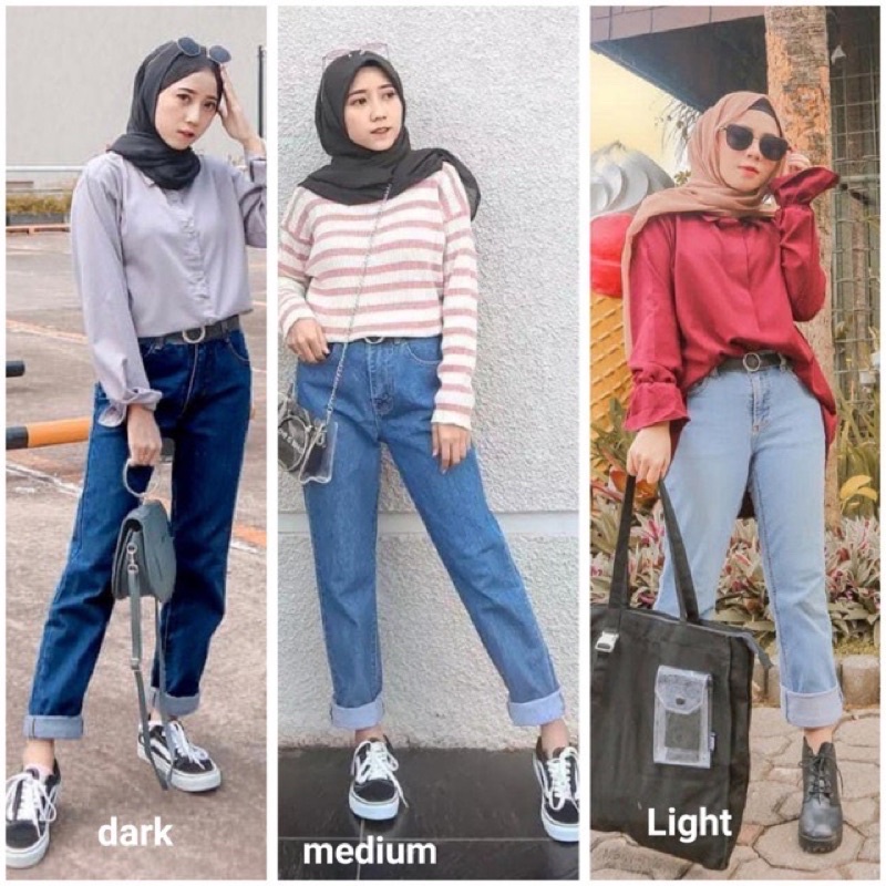 (MSB) BAGGY BOYFRIEND JEANS ERYN SNOW WASHED TEBAL ASLI