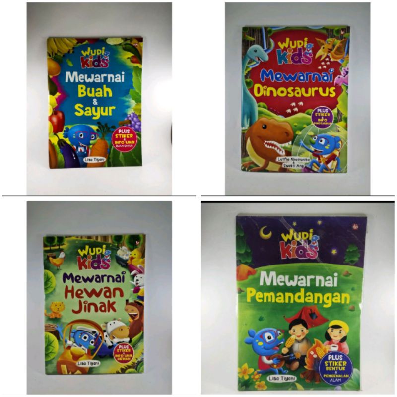 Wudi Kids mewarnai  buah dan sayur , mewarnai dinosaurus , mewarnai hewan jinak , mewarnai pemandang
