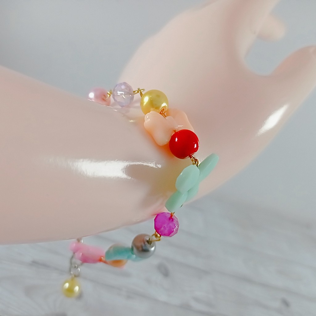 Gelang Tangan Manik-manik/gelang Pita Ala Korea Untuk Wanita Fashion Aksesoris Gelang Anak Pastel
