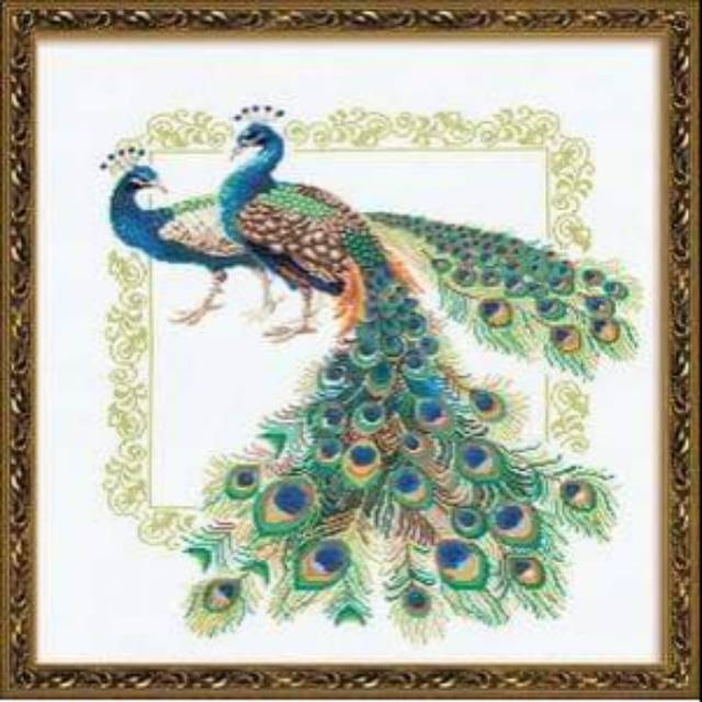 Paket kristik 2 Merak hijau peacock cross stitch 14ct embroidery sulaman kerajinan tangan jahit sula