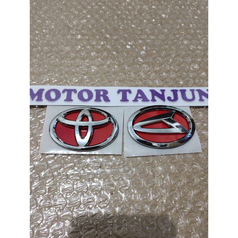 EMBLEM LOGO STIR TOYOTA DAIHATSU chrom begron merah 6.5cm X 4.5cm