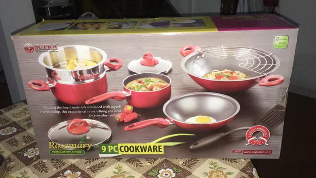 Supra Panci Cookware Set Rosemary 9 Pcs Teflon Set Tebal