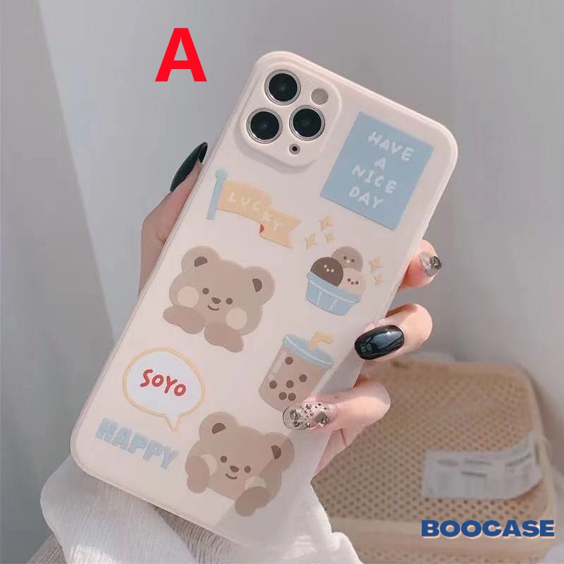 Casing Soft TPU Case Vivo Y20 Y17 Y15S Y15A Y53 Y31 2021 Y11 Y53S Y51A Y20i Y12 Y15 Y11 Y12i Y30 Y50 Y51 2020 Y91 Y93 Y95 Y30i Y91C Y12s Y20s Straight Edge In Korea Lucu Kartun Beruang Vintage Cover-1