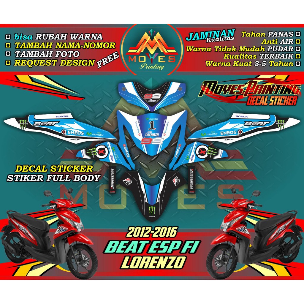 Stiker Honda Beat Fi Lama 2012/2013/2014 Lorenzo - Decal Stiker Fullbody Beat Fi Lama 2012/2013/2014