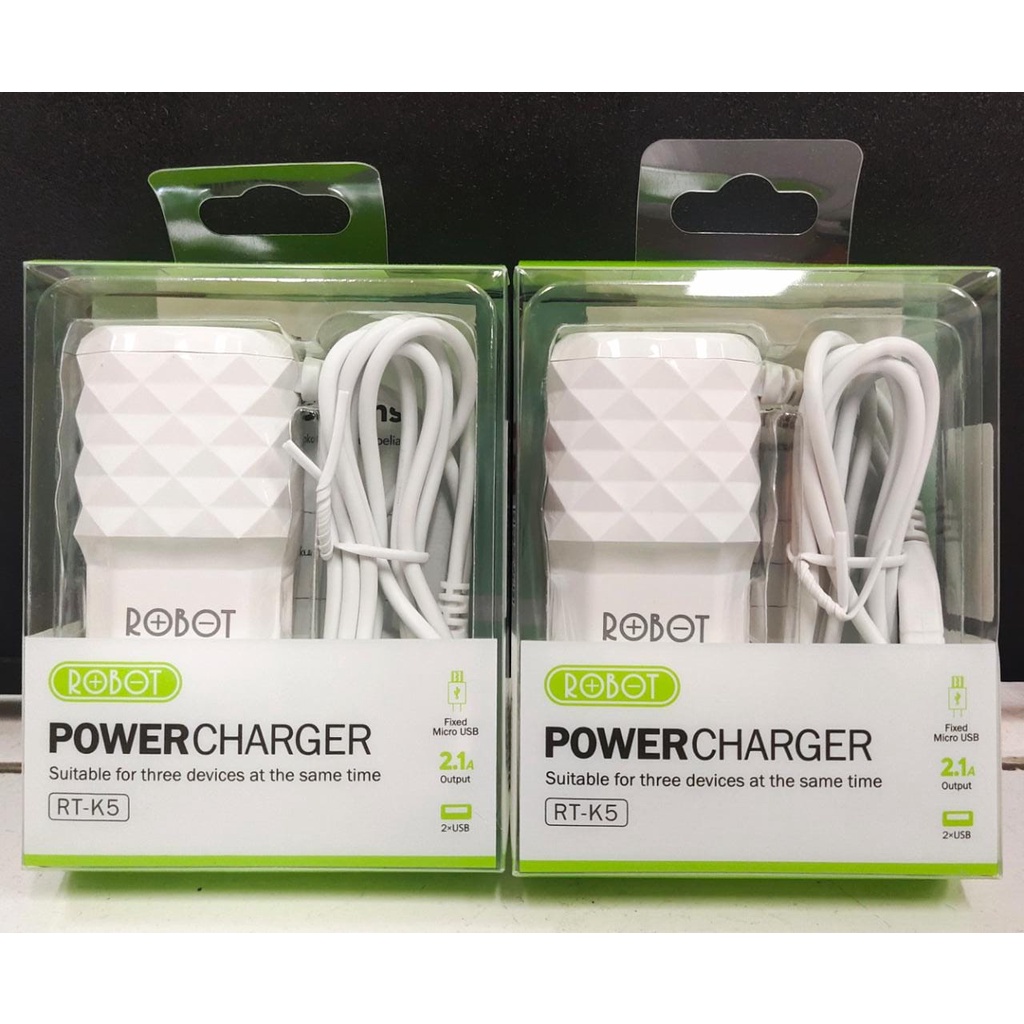 CHARGER ROBOT RT-K5 DUAL USB OUTPUT 2.1A CHARGE 3 DEVICES