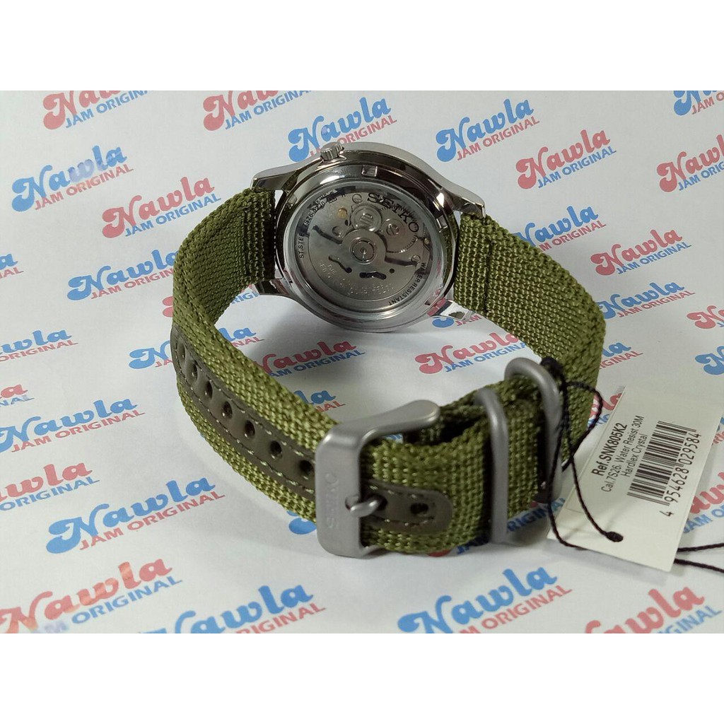 Seiko 5 Automatic SNK805K2 Green Dial &amp; Nylon Strap - Jam Tangan Pria SNK805