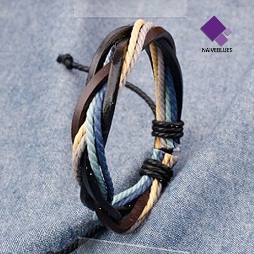 Naiveblue &gt; Gelang Tangan Tali Kulit Kepang Gaya Punk Untuk Unisex / Pria / Wanita