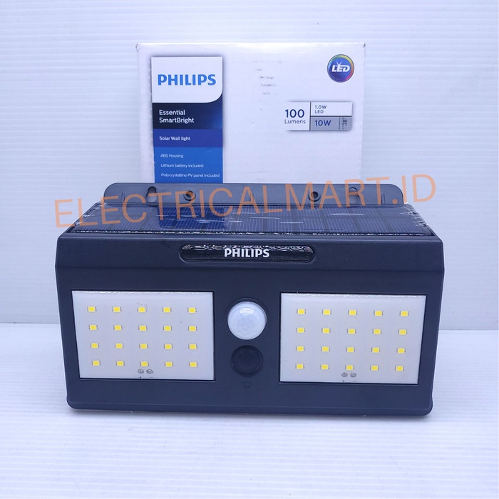 PHILIPS Essential SMARTBRIGHT Lampu Solar DInding BWS010 LED 100 Sensor Tenaga Surya Outdoor Matahari