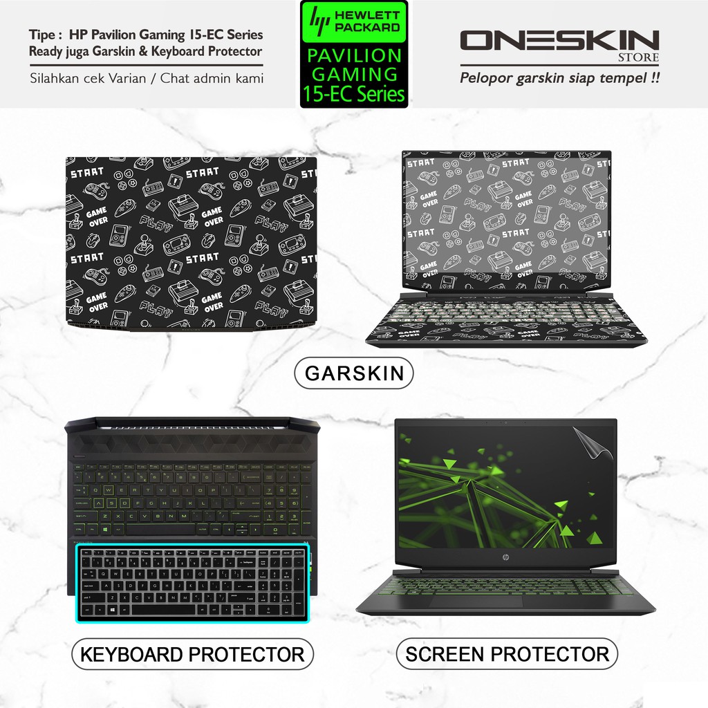 Garskin Laptop Keyboard Screen Protector HP Gaming 15-ec ec0001ax ec0002ax ec0022ax Full Body Glossy
