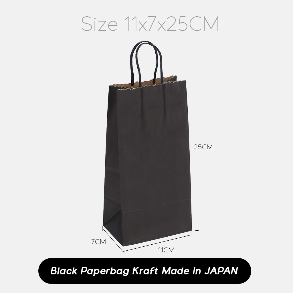 

(Tali Kertas) Paper bag mini hitam 11x7x25 cm / Paper bag kado souvenir wedding packing olshop / Papper bag polos warna hitam tali kertas / Paperbag packaging online shop murah