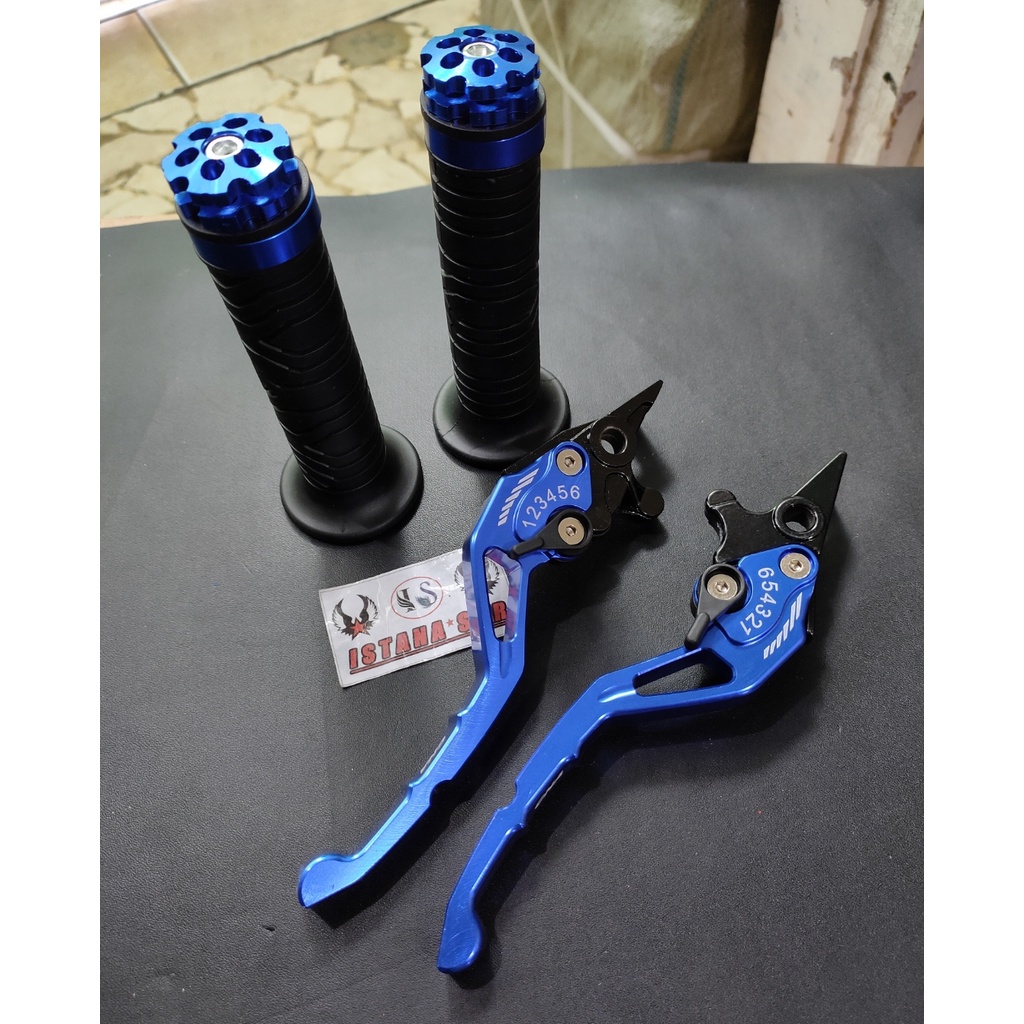 Handel Nmax Handle Tuas Rem Cakram Variasi CnC+Grip CNC biru