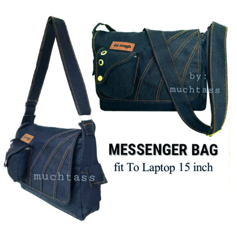 Tas Selempang Bahan Jeans Tas Pria Tas wanita Tas messenger Tas sekolah Tas kuliah Sling bag