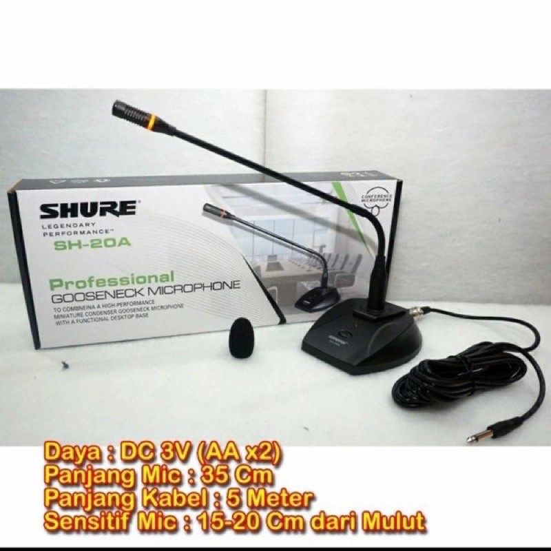 Mic Podium Shure SH 20A Mic Meja Mic Conference Shure Mic meja