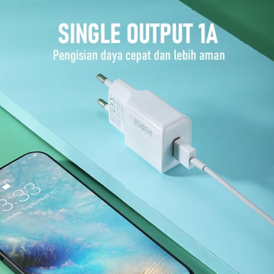 NA - Robot K10 Kepala Adaptor Charger 1A Single USB Batok Charger
