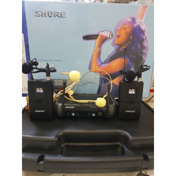 Mic Wireless PGX 242 + Koper ( 2 Mic Jepit 2 Headset )