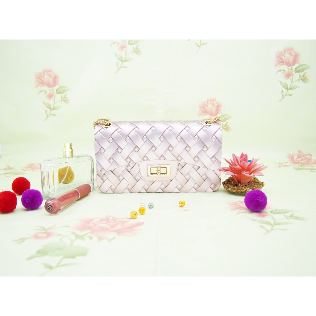 [Import] #1812 Tas Jelly tas tangan selempang wanita motif anyaman hand bag sling bag cewe