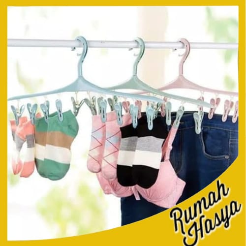 Jemuran Gantungan Baju Jepit 8 in 1 Hanger Pakaian Dalam Jilbab Kaos Kaki Dll