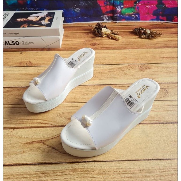 ABBUSHOES Us 106 wedges sol jadi kokop mutiara 7cm