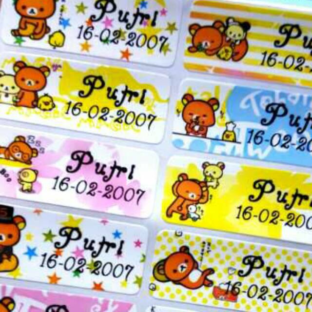 

Label nama anti air stiker waterproof Rilakkuma