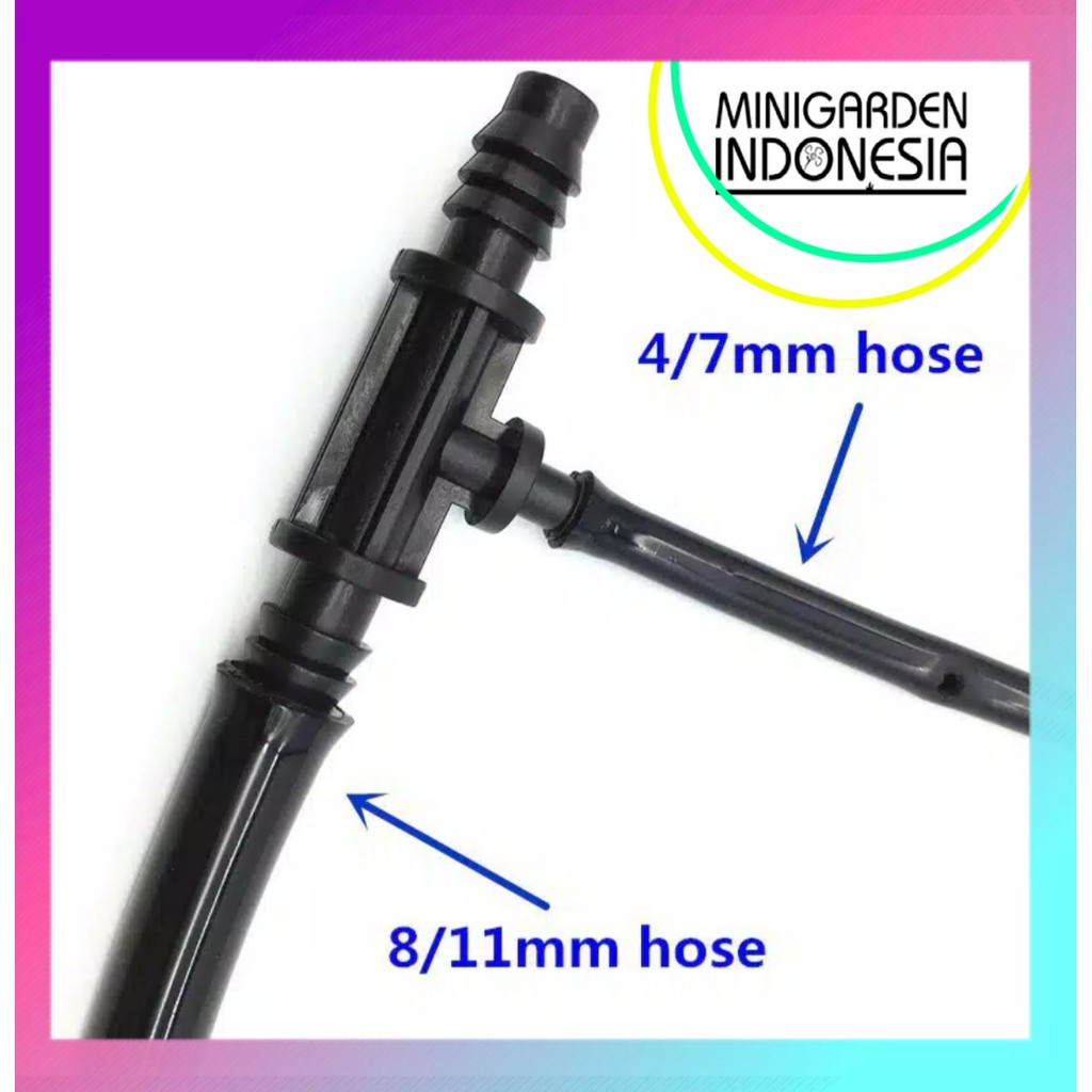 KONEKTOR TEE REDUCER 11MM KE 7MM fitting connector T selang PE 3 arah alat siram irigasi taman nepel