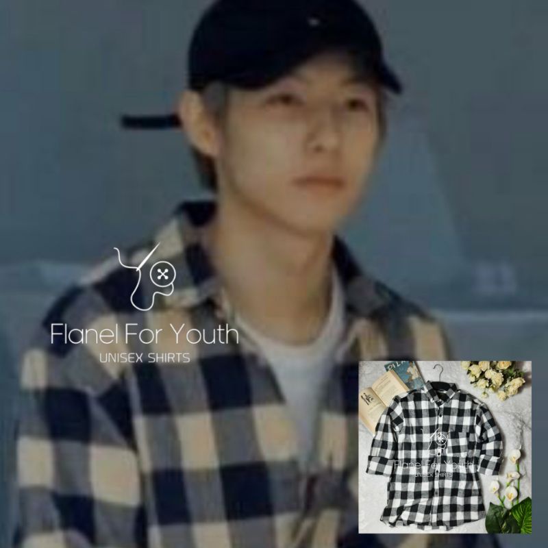 Kemeja Kotak Kotak Korea Style Renjun NCT Kpop Slim Fit Kerja Atasan Kantor Pria