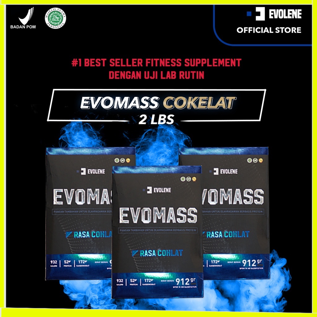 

Evolene Evomass Coklat 3x 912gr/4x serving Mass Gainer Suplemen penambah berat badan BPOM HALAL