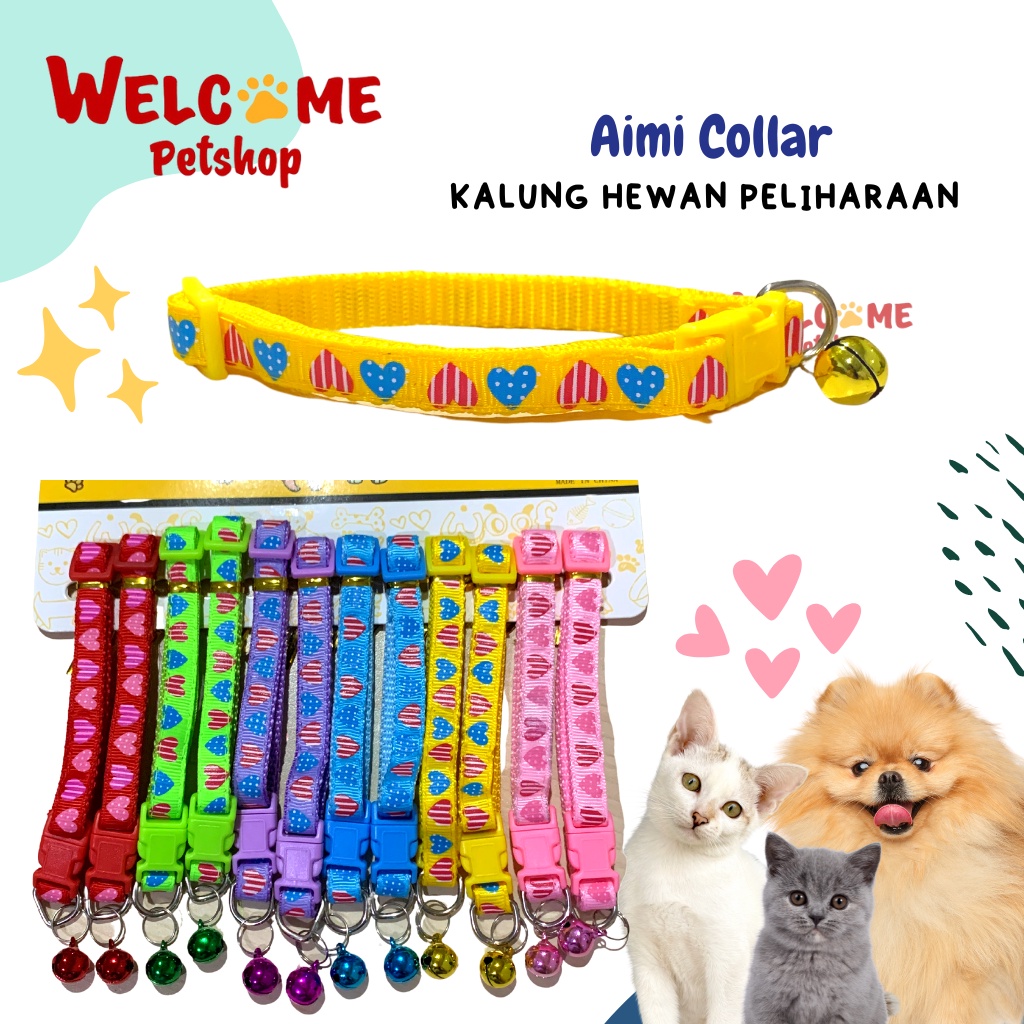 Aimi Collar Kalung Kerincing Anjing Kucing Kelinci Motif Love Hati