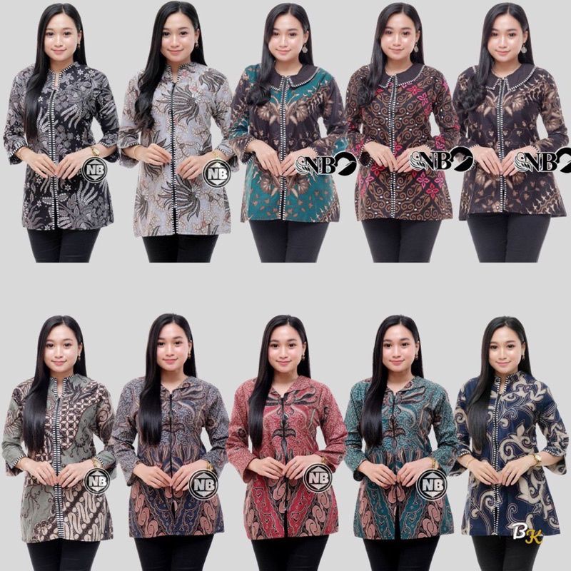 BISA COD//Atasan Bluse Batik kantor Ziper depan//asli batik pekalongan