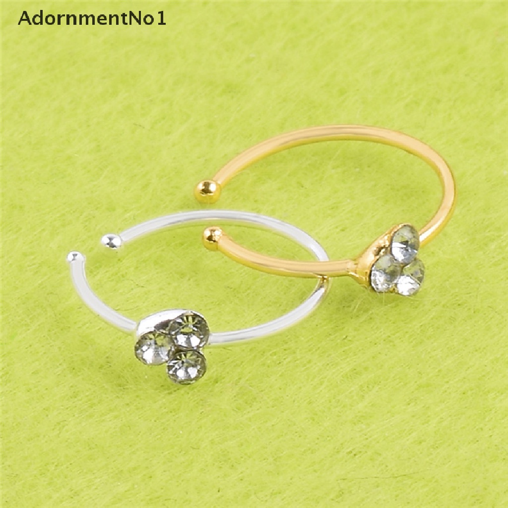 (AdornmentNo1) Cincin Tindik Hidung Bahan Surgical Steel Hias Kristal / Berlian Imitasi Untuk Wanita