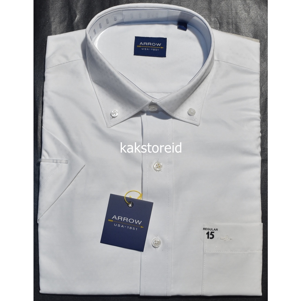 Kemeja Pria Formal Lengan Pendek ARROW Putih Motif Reguler BSS 250 Kemeja Murah