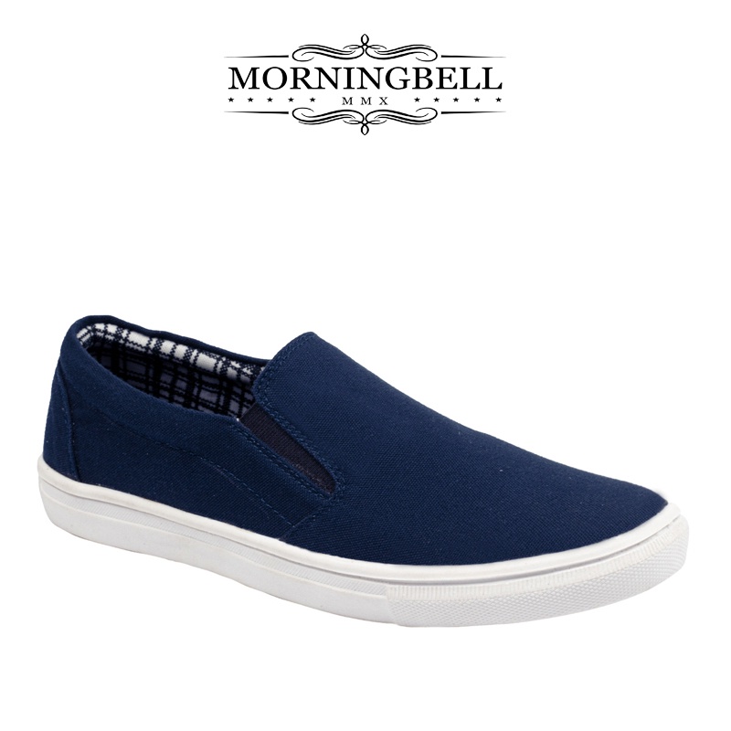 MORNINGBELL- SEPATU PRIA MURAH BERKUALITAS SLIP ON PRIA MOJO NAVY WHITE