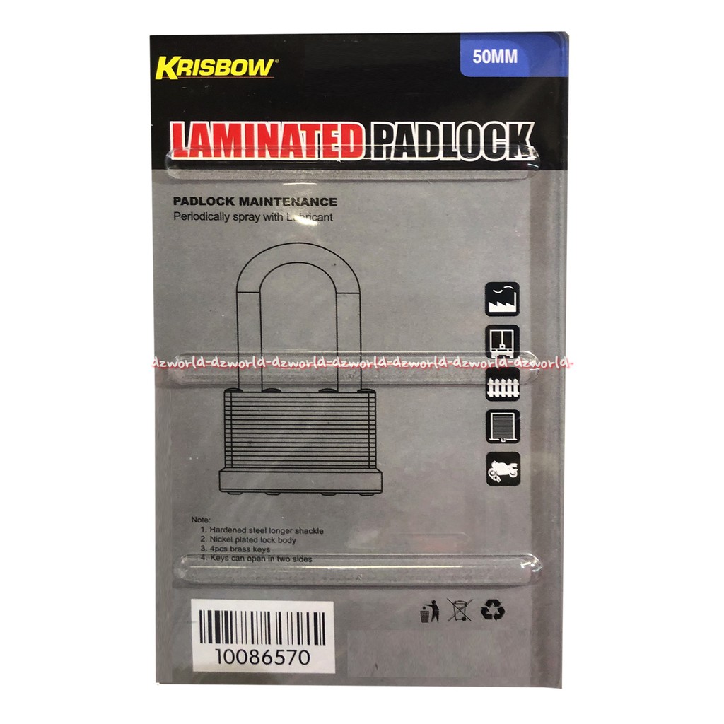 Krisbow Laminated Padlock 50mm Gembok Ukuran Gembok Besi Anti Karat Kris Bow Stainless Steel