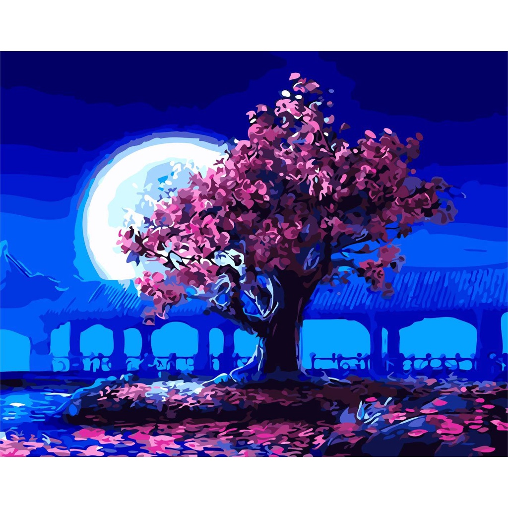 

Paket Melukis Lengkap Kanvas - Paint By Number - Midnight Tree - 50x40 CM