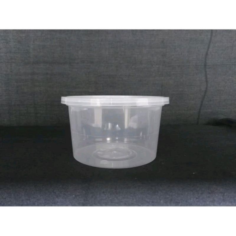 Mangkok Mangkuk Bowl Bulat Round Plastik / Thinwall 300 ml isi 25 pcs + Tutup