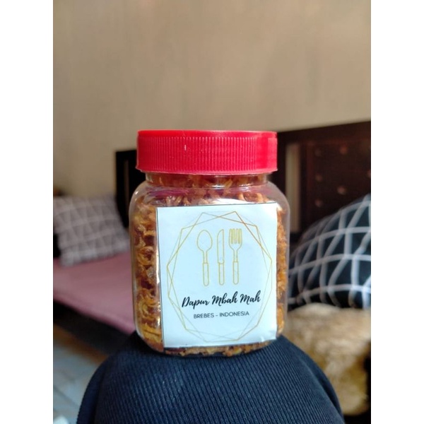 Bawang Goreng Asli Brebes tanpa kulit dan tepung renyah gurih | oleh-oleh Brebes | Toples 50 gram