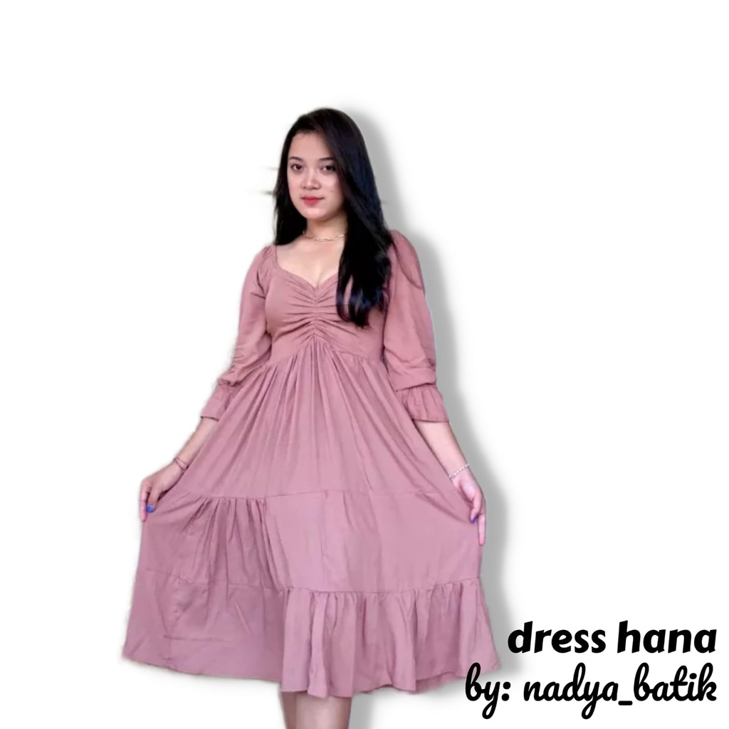 COD MIDI DRESS SUSUN SERUT DADA LENGAN PANJANG TERBARU KEKINIAN BAHAN RAYON TEBAL