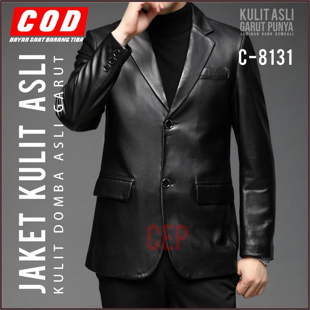 Jaket Kulit Domba Asli Model Jas Formal Pria Dewasa C-8131