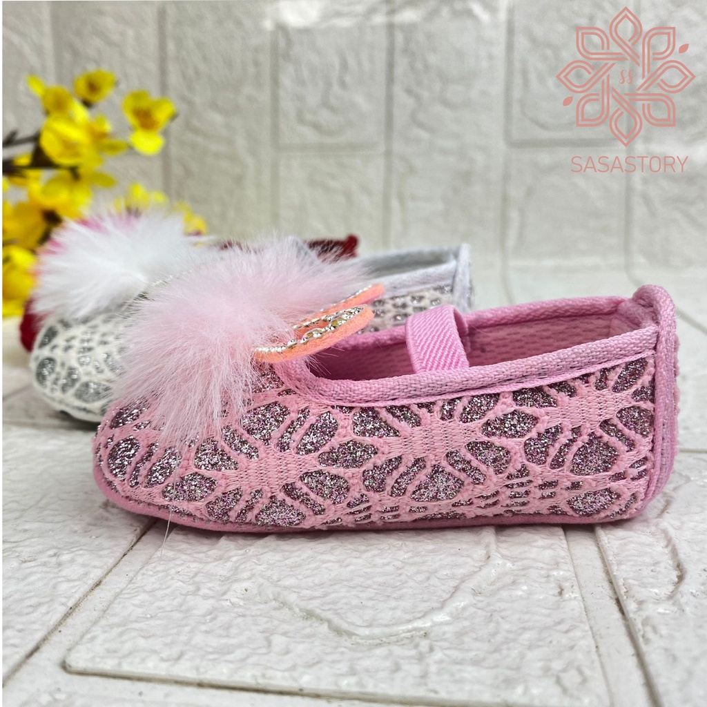 SEPATU PREWALKER BABY BAYI BULU BROKAT PESTA ANAK 0-12 BULAN FP16