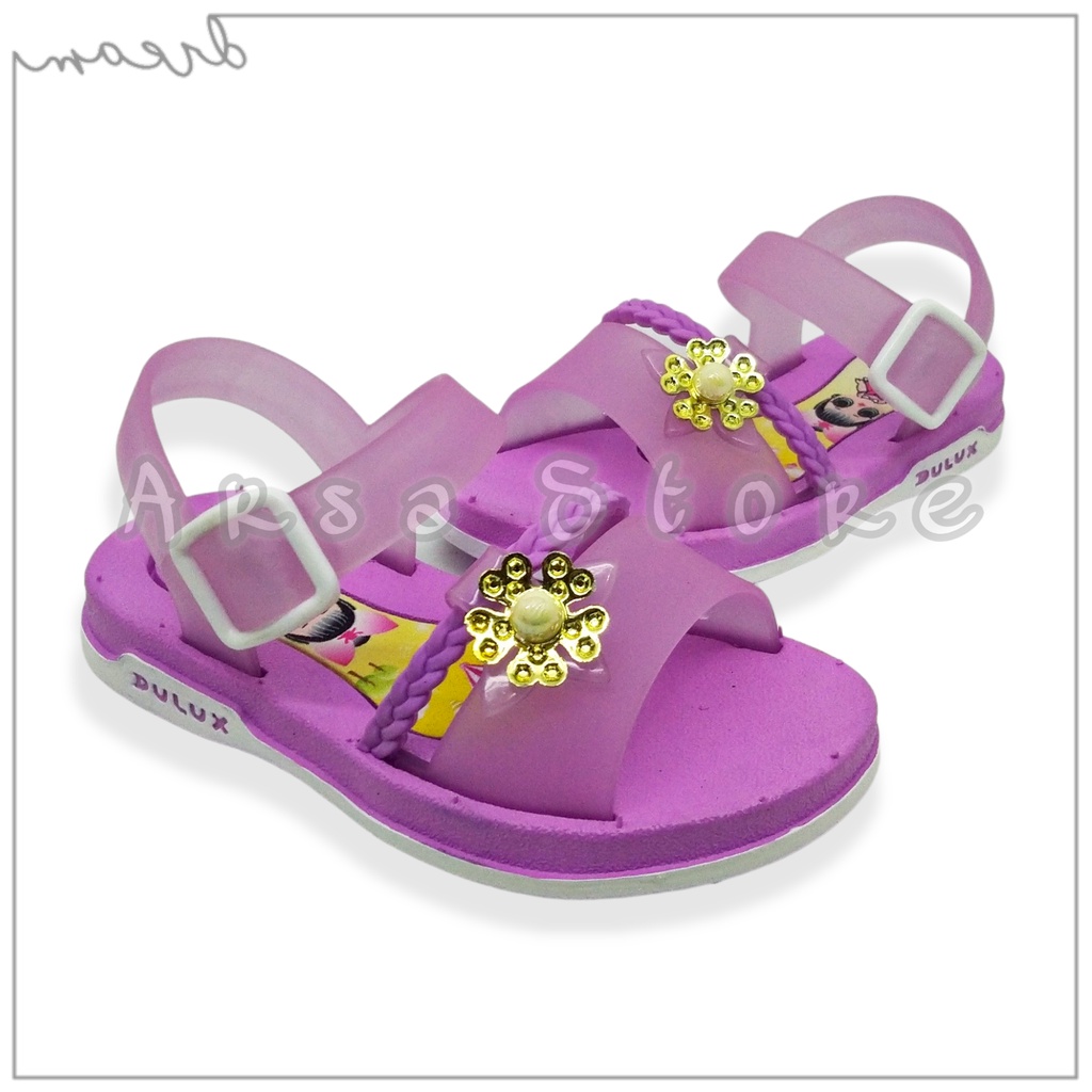 Sandal Jelly Baby LOL Anak Perempuan Import / Sendal Karet Anak Cewek Motif Kembang Manik Mutiara